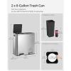 imageSONGMICS Trash Can 2 x 8 Gallon 2 x 30 L Garbage Can for Kitchen with 15 Trash Bags 2 Compartments Plastic Inner Buckets and Hinged Lids Airtight Black ULTB60BKSilver  Black