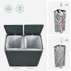 imageSONGMICS Trash Can 2 x 8 Gallon 2 x 30 L Garbage Can for Kitchen with 15 Trash Bags 2 Compartments Plastic Inner Buckets and Hinged Lids Airtight Black ULTB60BKGreenishGray