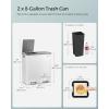 imageSONGMICS Trash Can 2 x 8 Gallon 2 x 30 L Garbage Can for Kitchen with 15 Trash Bags 2 Compartments Plastic Inner Buckets and Hinged Lids Airtight Black ULTB60BKWhite  Gray