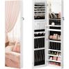 imageSONGMICS Jewelry Cabinet Armoire With FullLength Mirror Wall or Door Mount Storage Organizer Lockable Cabinet With Builtin Small Mirror Shelves Gift Idea Rustic Brown UJJC003X01Cloud White