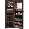 imageSONGMICS Jewelry Cabinet Armoire With FullLength Mirror Wall or Door Mount Storage Organizer Lockable Cabinet With Builtin Small Mirror Shelves Gift Idea Rustic Brown UJJC003X01Brown
