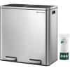 imageSONGMICS Trash Can 2 x 8 Gallon 2 x 30 L Garbage Can for Kitchen with 15 Trash Bags 2 Compartments Plastic Inner Buckets and Hinged Lids Airtight Black ULTB60BKSilver  Black