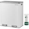 imageSONGMICS Trash Can 2 x 8 Gallon 2 x 30 L Garbage Can for Kitchen with 15 Trash Bags 2 Compartments Plastic Inner Buckets and Hinged Lids Airtight Black ULTB60BKWhite  Gray