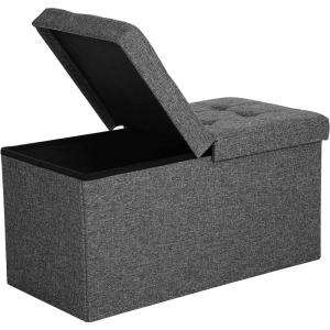 imageSONGMICS MAZIE Collection  43 Inches Storage Ottoman Foldable Storage Bench with Flipping Lid 660 lb Load Capacity for Entryway Living Room Bedroom Dark Gray ULSF76GYZSlate Gray