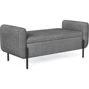 imageSONGMICS Storage Ottoman Storage Bench Tufted Entryway Bedroom Bench 177 x 465 x 177 Inches Hinges Easy Lid Operation Wooden Legs LinenLook Cover Loads 330 lb Dark Gray ULOM070G01Dark Gray