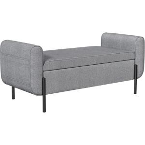 imageSONGMICS Storage Ottoman Storage Bench Tufted Entryway Bedroom Bench 177 x 465 x 177 Inches Hinges Easy Lid Operation Wooden Legs LinenLook Cover Loads 330 lb Dark Gray ULOM070G01Light Gray