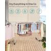 imageSONGMICS Clothes Drying Rack Foldable Gullwing Laundry Drying Rack SpaceSaving 222 x 681 x 38 Inches Sock Clips Metal Structure for Clothes Towels Linens Indoor Outdoor White ULLR518W01White