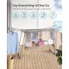 imageSONGMICS Clothes Drying Rack Foldable Gullwing Laundry Drying Rack SpaceSaving 222 x 681 x 38 Inches Sock Clips Metal Structure for Clothes Towels Linens Indoor Outdoor White ULLR518W01Gray