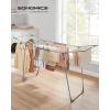 imageSONGMICS Clothes Drying Rack Foldable Gullwing Laundry Drying Rack SpaceSaving 222 x 681 x 38 Inches Sock Clips Metal Structure for Clothes Towels Linens Indoor Outdoor White ULLR518W01Gray