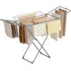 imageSONGMICS Clothes Drying Rack Metal Laundry Drying Rack Foldable SpaceSaving FreeStanding Airer with 2 Gullwings Indoor Outdoor Use Bed Linen Clothing Gray ULLR540G01Gray