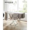 imageSONGMICS Clothes Drying Rack Metal Laundry Drying Rack Foldable SpaceSaving FreeStanding Airer with 2 Gullwings Indoor Outdoor Use Bed Linen Clothing Gray ULLR540G01Gray