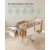 imageSONGMICS Clothes Drying Rack Metal Laundry Drying Rack Foldable SpaceSaving FreeStanding Airer with 2 Gullwings Indoor Outdoor Use Bed Linen Clothing Gray ULLR540G01Gray