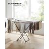imageSONGMICS Clothes Drying Rack Metal Laundry Drying Rack Foldable SpaceSaving FreeStanding Airer with 2 Gullwings Indoor Outdoor Use Bed Linen Clothing Gray ULLR540G01Black