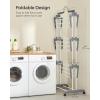 imageSONGMICS Clothes Drying Rack Stand 4Tier Foldable Laundry Drying Rack 681Inch Tall Steel Rolling Clothes Horses Dryer Rack Easy to Assemble Indoor Outdoor Use Dove Gray ULLR701G01White  Gray