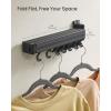 imageSONGMICS Clothes Drying Rack WallMounted Laundry Drying Rack Extendable Foldable Arms with 21 Swivel Sliding Hooks SpaceSaving for Laundry Room Bathroom Cloud White ULLR807W01Ink Black