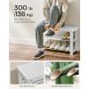 imageSONGMICS Coat Rack Shoe Bench Set 3Tier Bamboo Shoe Rack Bench Multifunctional 5 Double Metal Hooks for Entryway Hallway Bedroom Natural Beige ULCR004N01V1Cloud White