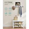 imageSONGMICS Coat Rack Shoe Bench Set 3Tier Bamboo Shoe Rack Bench Multifunctional 5 Double Metal Hooks for Entryway Hallway Bedroom Natural Beige ULCR004N01V1Cloud White
