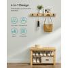 imageSONGMICS Coat Rack Shoe Bench Set 3Tier Bamboo Shoe Rack Bench Multifunctional 5 Double Metal Hooks for Entryway Hallway Bedroom Natural Beige ULCR004N01V1Natural Beige