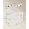 imageSONGMICS Coat Rack Shoe Bench Set 3Tier Bamboo Shoe Rack Bench Multifunctional 5 Double Metal Hooks for Entryway Hallway Bedroom Natural Beige ULCR004N01V1Cloud White