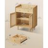 imageSONGMICS HOME Superfast Toolless Assembly Storage Cabinet Accent Buffet Cabinet with Lighting and Glass Shelf Sideboard Minimalist Snow White UBBK372W02Oak Beige