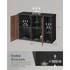 imageSONGMICS HOME Superfast Toolless Assembly Storage Cabinet Accent Buffet Cabinet with Lighting and Glass Shelf Sideboard Minimalist Snow White UBBK372W02Natural Walnut  Ebony Black
