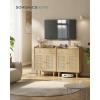imageSONGMICS HOME Superfast Toolless Assembly Storage Cabinet Accent Buffet Cabinet with Lighting and Glass Shelf Sideboard Minimalist Snow White UBBK372W02Oak Beige