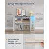 imageSONGMICS HOME Superfast Toolless Assembly Storage Cabinet Accent Buffet Cabinet with Lighting and Glass Shelf Sideboard Minimalist Snow White UBBK372W02Snow White