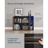 imageSONGMICS HOME Superfast Toolless Assembly Storage Cabinet Accent Buffet Cabinet with Lighting and Glass Shelf Sideboard Minimalist Snow White UBBK372W02Natural Walnut  Ebony Black