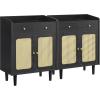 imageSONGMICS HOME Superfast Toolless Assembly Storage Cabinet Accent Buffet Cabinet with Lighting and Glass Shelf Sideboard Minimalist Snow White UBBK372W02Ebony Black