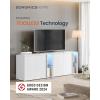 imageSONGMICS HOME Superfast Toolless Assembly Storage Cabinet Accent Buffet Cabinet with Lighting and Glass Shelf Sideboard Minimalist Snow White UBBK372W02Snow White