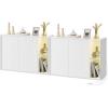 imageSONGMICS HOME Superfast Toolless Assembly Storage Cabinet Accent Buffet Cabinet with Lighting and Glass Shelf Sideboard Minimalist Snow White UBBK372W02Snow White