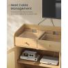 imageSONGMICS HOME Superfast Toolless Assembly Storage Cabinet Accent Buffet Cabinet with Lighting and Glass Shelf Sideboard Minimalist Snow White UBBK372W02Oak Beige