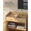 imageSONGMICS HOME Superfast Toolless Assembly Storage Cabinet Accent Buffet Cabinet with Lighting and Glass Shelf Sideboard Minimalist Snow White UBBK372W02Oak Beige