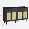 imageSONGMICS HOME Superfast Toolless Assembly Storage Cabinet Accent Buffet Cabinet with Lighting and Glass Shelf Sideboard Minimalist Snow White UBBK372W02Ebony Black