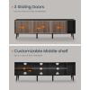 imageSONGMICS HOME Superfast Toolless Assembly TV Stand for TVs up to 72 Inches TV Cabinet Entertainment Center with Storage Media Console Table Living Room Natural Walnut and Ebony Black ULTV533B01