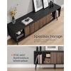 imageSONGMICS HOME Superfast Toolless Assembly TV Stand for TVs up to 72 Inches TV Cabinet Entertainment Center with Storage Media Console Table Living Room Natural Walnut and Ebony Black ULTV533B01