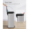 imageSONGMICS Kitchen Trash Can 21 Gallon 80 L Stainless Steel Garbage Can with StayOpen Lid and Stepon Pedal Soft Closure Tall Large and SpaceSaving Silver and Black ULTB534E01Silver  Black
