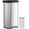 imageSONGMICS Kitchen Trash Can 21 Gallon 80 L Stainless Steel Garbage Can with StayOpen Lid and Stepon Pedal Soft Closure Tall Large and SpaceSaving Silver and Black ULTB534E01Silver  Black