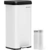 imageSONGMICS Kitchen Trash Can 21 Gallon 80 L Stainless Steel Garbage Can with StayOpen Lid and Stepon Pedal Soft Closure Tall Large and SpaceSaving Silver and Black ULTB534E01White  Black