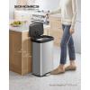 imageSONGMICS Kitchen Trash Can 21 Gallon 80 L Stainless Steel Garbage Can with StayOpen Lid and Stepon Pedal Soft Closure Tall Large and SpaceSaving Silver and Black ULTB534E01Silver  Black