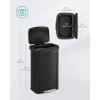 imageSONGMICS Kitchen Trash Can 21 Gallon 80 L Stainless Steel Garbage Can with StayOpen Lid and Stepon Pedal Soft Closure Tall Large and SpaceSaving Silver and Black ULTB534E01Black