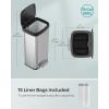 imageSONGMICS Kitchen Trash Can 21 Gallon 80 L Stainless Steel Garbage Can with StayOpen Lid and Stepon Pedal Soft Closure Tall Large and SpaceSaving Silver and Black ULTB534E01Silver  Black