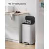 imageSONGMICS Kitchen Trash Can 8Gallon 30 L Garbage Can with Lid Stainless Steel Soft Close and Stays Open Inner Bucket Wide NonSlip Pedal Metallic Silver ULTB546E01Metallic Silver