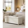 imageSONGMICS Storage Ottoman Bench Folding Storage Chest 15 x 30 x 152 Inches Foot Rest Stool 20 Gal 77 L Velvet Surface for Bedroom Entryway Living Room Cappuccino Beige ULSF0517W02Cappuccino Beige