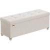 imageSONGMICS Storage Ottoman Bench Folding Storage Chest 15 x 30 x 152 Inches Foot Rest Stool 20 Gal 77 L Velvet Surface for Bedroom Entryway Living Room Cappuccino Beige ULSF0517W02Cappuccino Beige