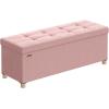 imageSONGMICS Storage Ottoman Bench Folding Storage Chest 15 x 30 x 152 Inches Foot Rest Stool 20 Gal 77 L Velvet Surface for Bedroom Entryway Living Room Cappuccino Beige ULSF0517W02Jelly Pink