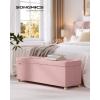 imageSONGMICS Storage Ottoman Bench Folding Storage Chest 15 x 30 x 152 Inches Foot Rest Stool 20 Gal 77 L Velvet Surface for Bedroom Entryway Living Room Cappuccino Beige ULSF0517W02Jelly Pink