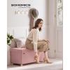 imageSONGMICS Storage Ottoman Bench Folding Storage Chest 15 x 30 x 152 Inches Foot Rest Stool 20 Gal 77 L Velvet Surface for Bedroom Entryway Living Room Cappuccino Beige ULSF0517W02Jelly Pink