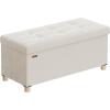 imageSONGMICS Storage Ottoman Bench Folding Storage Chest 15 x 30 x 152 Inches Foot Rest Stool 20 Gal 77 L Velvet Surface for Bedroom Entryway Living Room Cappuccino Beige ULSF0517W02Cappuccino Beige