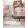 imageSONGMICS Vanity Stool Chair Small Ottoman Stool with Storage Vanity Chair 154 Dia x 174 Inches 4 Metal Legs for Makeup Room for Living Room Bedroom Cream White ULOM002W01Jelly Pink